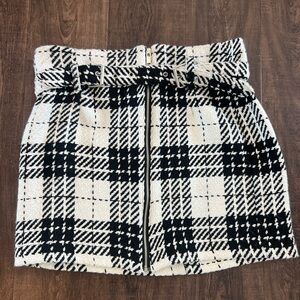 Zara Black and White Herringbone Skirt